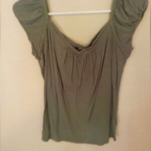 Olive green butterfly sleeve flowy top